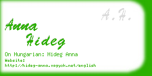 anna hideg business card